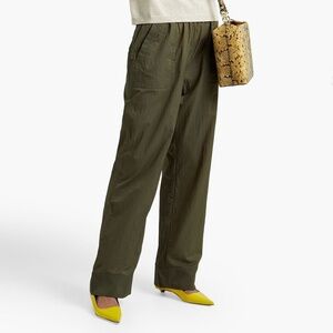 Ganni designer track style green light weight wide leg pants Size 38 pre-owned